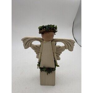 Primitive Wooden Angel Shelf Sitter Rustic Folk Art Christmas Decor 7.5”